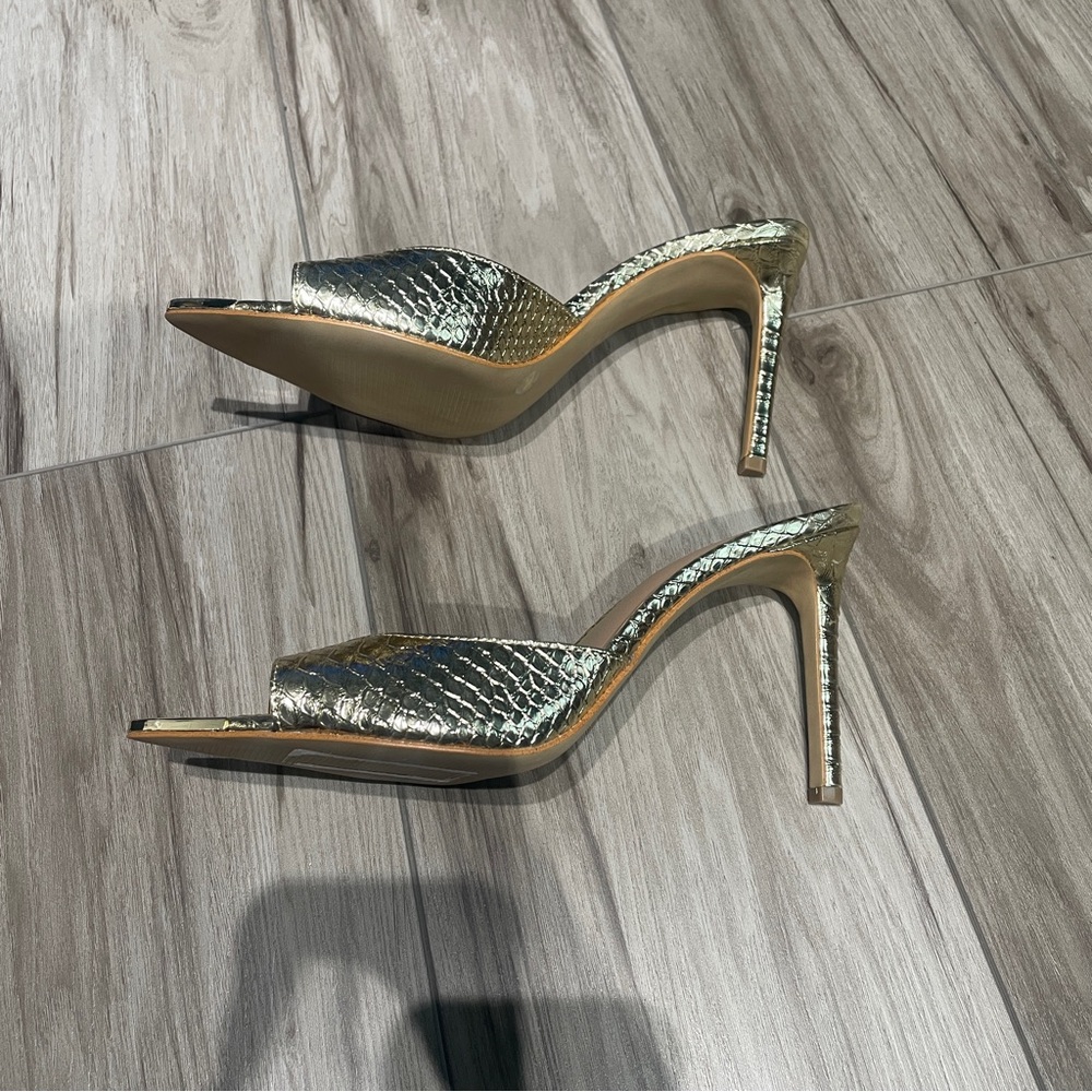 INC International Concepts Women's Metallic Gold Heels - Picture 2 of 5